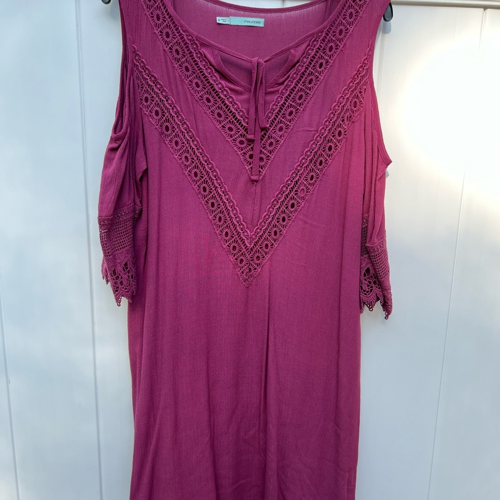 Maurices Maroon Cold Shoulder Mini Sundress Sz M